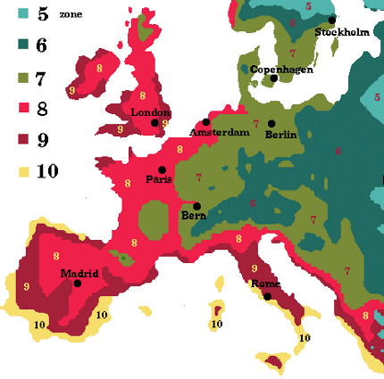 Zone Map of Europe